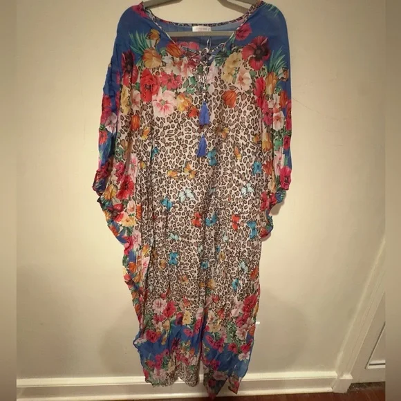 NWT Johnny Was Sz 2X Bella Lace-up Maxi Kaftan - Picture 1 of 10